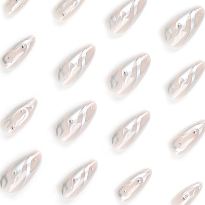 24-Piece Long French Nail Set with Jelly Gel and Nail File