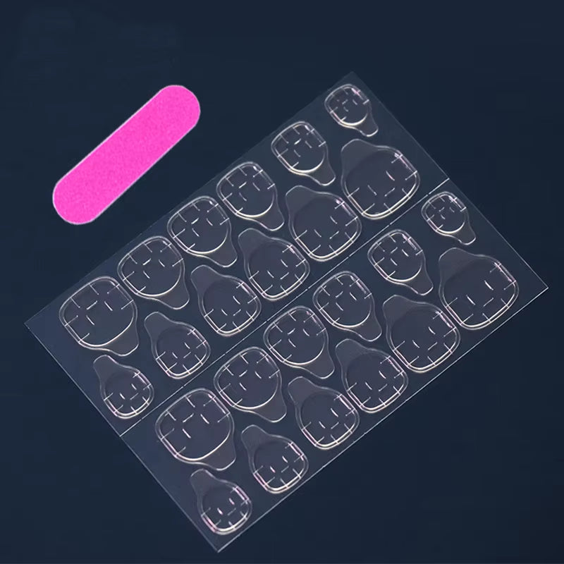 24-Piece Long French Nail Set with Jelly Gel and Nail File