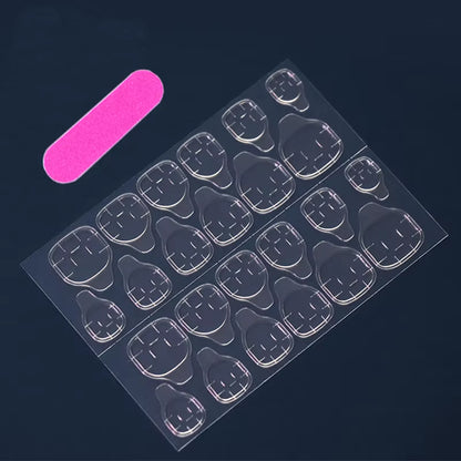 24-Piece Long French Nail Set with Jelly Gel and Nail File